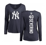MLB Women's Nike New York Yankees #40 Luis Severino Navy Blue Backer Long Sleeve T-Shirt