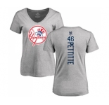 MLB Women's Nike New York Yankees #46 Andy Pettitte Ash Backer T-Shirt