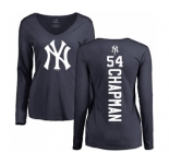 MLB Women's Nike New York Yankees #54 Aroldis Chapman Navy Blue Backer Long Sleeve T-Shirt
