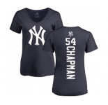 MLB Women's Nike New York Yankees #54 Aroldis Chapman Navy Blue Backer T-Shirt