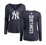 MLB Women's Nike New York Yankees #68 Dellin Betances Navy Blue Backer Long Sleeve T-Shirt