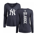 MLB Women's Nike New York Yankees #99 Aaron Judge Navy Blue Backer Long Sleeve T-Shirt