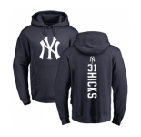 MLB Nike New York Yankees #31 Aaron Hicks Navy Blue Backer Pullover Hoodie