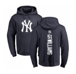 MLB Nike New York Yankees #51 Bernie Williams Navy Blue Backer Pullover Hoodie