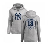 MLB Women's Nike New York Yankees #18 Johnny Damon Gray RBI Pullover Hoodie