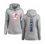 MLB Women's Nike New York Yankees #40 Luis Severino Ash Backer Pullover Hoodie
