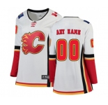Women Calgary Flames Customized Authentic White Away Fanatics Branded Breakaway Hockey Jersey