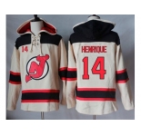 Men's New Jersey Devils #14 Adam Henrique Cream Sawyer Hooded Sweatshirt Stitched NHL Jersey