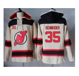 Men's New Jersey Devils #35 Cory Schneider Cream Sawyer Hooded Sweatshirt Stitched NHL Jersey