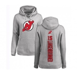 Hockey Women New Jersey Devils #15 Jamie Langenbrunner Ash Backer Pullover Hoodie
