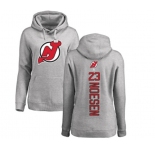 Hockey Women New Jersey Devils #23 Stefan Noesen Ash Backer Pullover Hoodie