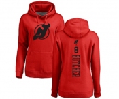 Hockey Women New Jersey Devils #8 Will Butcher Red One Color Backer Pullover Hoodie