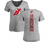 Hockey Women New Jersey Devils #13 Nico Hischier Ash Backer T-Shirt