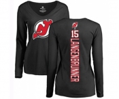 Hockey Women New Jersey Devils #15 Jamie Langenbrunner Black Backer Long Sleeve T-Shirt