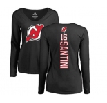 Hockey Women New Jersey Devils #16 Steve Santini Black Backer Long Sleeve T-Shirt