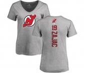 Hockey Women New Jersey Devils #19 Travis Zajac Ash Backer T-Shirt