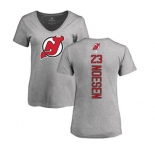 Hockey Women New Jersey Devils #23 Stefan Noesen Ash Backer T-Shirt