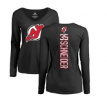 Hockey Women New Jersey Devils #35 Cory Schneider Black Backer Long Sleeve T-Shirt