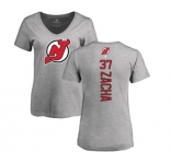Hockey Women New Jersey Devils #37 Pavel Zacha Ash Backer T-Shirt