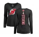 Hockey Women New Jersey Devils #4 Scott Stevens Black Backer Long Sleeve T-Shirt