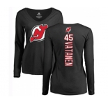 Hockey Women New Jersey Devils #45 Sami Vatanen Black Backer Long Sleeve T-Shirt