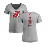 Hockey Women New Jersey Devils #9 Taylor Hall Ash Backer T-Shirt