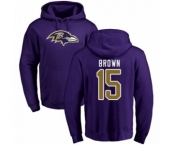 Football Baltimore Ravens #15 Marquise Brown Purple Name & Number Logo Pullover Hoodie