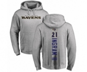 Football Baltimore Ravens #21 Mark Ingram II Ash Backer Pullover Hoodie