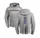 Football Baltimore Ravens #43 Justice Hill Ash Backer Pullover Hoodie