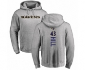 Football Baltimore Ravens #43 Justice Hill Ash Backer Pullover Hoodie