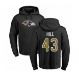 Football Baltimore Ravens #43 Justice Hill Black Name & Number Logo Pullover Hoodie