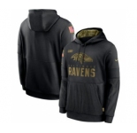 Men's Baltimore Ravens 2020 Salute to Service Sideline Performance Pullover Hoodie Black