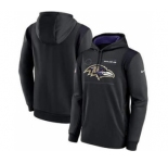 Men's Baltimore Ravens 2021 Black Sideline Logo Performance Pullover Hoodie