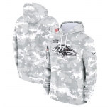 Men's Baltimore Ravens 2024 Arctic Camo Salute To Service Club Fleece Pullover Hoodie
