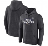 Men's Baltimore Ravens Heather Charcoal 2023 Playoffs Fleece Pullover Hoodie