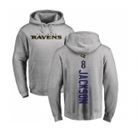 NFL Nike Baltimore Ravens #8 Lamar Jackson Ash Backer Pullover Hoodie
