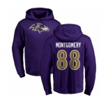 NFL Nike Baltimore Ravens #88 Ty Montgomery Purple Name & Number Logo Pullover Hoodie