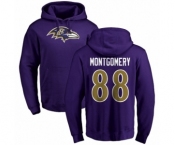 NFL Nike Baltimore Ravens #88 Ty Montgomery Purple Name & Number Logo Pullover Hoodie
