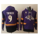 Nike Baltimore Ravens #9 Justin Tucker Purple Black Name & Number Pullover NFL Hoodie