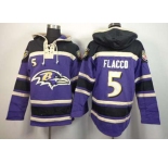 nike nfl jerseys baltimore ravens #5 flacco purple-black[pullover hooded sweatshirt]