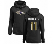 Football Women's Baltimore Ravens #11 Seth Roberts Black Name & Number Logo Pullover Hoodie