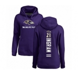 Football Women's Baltimore Ravens #21 Mark Ingram II Purple Backer Pullover Hoodie