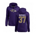 Football Women's Baltimore Ravens #37 Iman Marshall Purple Name & Number Logo Pullover Hoodie