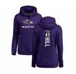 Football Women's Baltimore Ravens #43 Justice Hill Purple Backer Pullover Hoodie