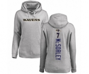Football Women's Baltimore Ravens #7 Trace McSorley Ash Backer Pullover Hoodie