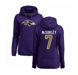 Football Women's Baltimore Ravens #7 Trace McSorley Purple Name & Number Logo Pullover Hoodie
