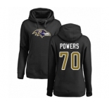 Football Women's Baltimore Ravens #70 Ben Powers Black Name & Number Logo Pullover Hoodie
