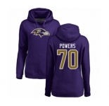 Football Women's Baltimore Ravens #70 Ben Powers Purple Name & Number Logo Pullover Hoodie