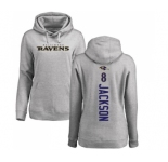 NFL Women's Nike Baltimore Ravens #8 Lamar Jackson Ash Backer Pullover Hoodie