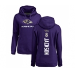 NFL Women's Nike Baltimore Ravens #8 Lamar Jackson Purple Backer Pullover Hoodie